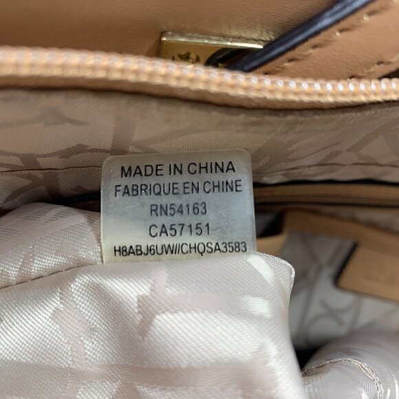 Calvin Klein Signature Satchel H8ABJ6UW Vegan Leather White/Tan Gold Hardware - Picture 8 of 13